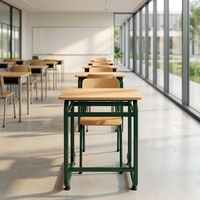 Ensemble de bureau et chaise d'écolier individuel en bois avec structure métallique pour salle de classe