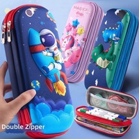 Étui à crayons 3D stéréo à double couche en EVA rigide, fentes pour stylos, poche en filet, grande capacité, fermeture éclair, imprimé UV, pour enfants, école