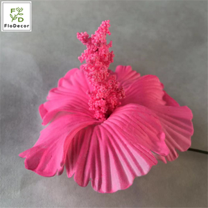 Têtes de fleurs artificielles Hibiscus Rosa pour bricolage Clip de couronne Décoration d'hôtel de mariage Arrangement floral - Product Image 3
