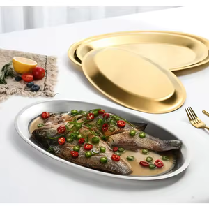 Offre Spéciale <span class=keywords><strong>moderne</strong></span> en acier inoxydable or épaissie poisson <span class=keywords><strong>assiette</strong></span> en métal de qualité supérieure servant une <span class=keywords><strong>assiette</strong></span> à Dessert pour le camping à l'origine - Product Image 3