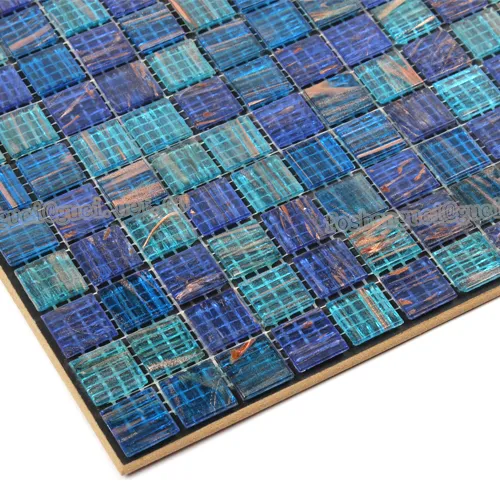 GUCI trasparente luce blu profondo oro viola misto mattonelle di mosaico di vetro piscina bagno