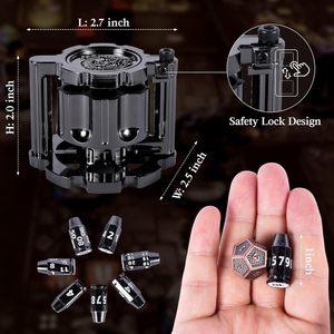 Cyberpunk Style Customised Metal Polyhedral <strong>Bullet</strong> Dice Set Of 7 Rotating Revolver Cylinder Container - Product Image 2