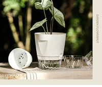Pot de fleurs auto-arrosant en plastique à double couche de 15 cm, pot de fleurs hydroponique spécial pour l'intérieur