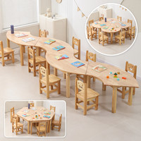 Ensemble table et chaises modernes en bois massif pour enfants avec tiroirs de rangement multifonctionnels pour chambre d'enfant et maternelle Modèle 04