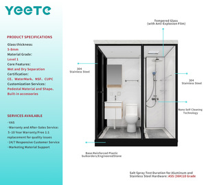 Cabine de douche coulissante double YEETE en <span class=keywords><strong>or</strong></span> brossé avec verre trempé de 8 mm – Fournisseur en gros, décoration de salle de bain de luxe, catalogue pour revendeurs, croissance des ventes - Product Image 2