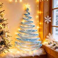 Kit de sapin de Noël DIY lumineux et économique en tissu froissé, style chinois, pour vitrines de salon et présentations transfrontalières