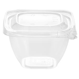 Tazón cuadrado reciclable desechable de 16 OZ de alta calidad Tamper Evident 12.7X12.7X7.9 para platos de ensalada de pasta refrigerada industria alimentaria - Product Image 5