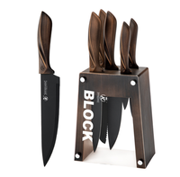 Couteaux de chef professionnels en acier inoxydable, ensemble de cuisine de 6 pièces, tranchants, avec manche G10 et bloc en bois