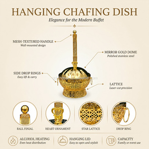 Équipement <span class=keywords><strong>de</strong></span> Luxe pour Hôtels et Restaurants XINGPAI, Chauffe-Plat 8L Doré, Ensemble <span class=keywords><strong>de</strong></span> Matériel <span class=keywords><strong>de</strong></span> Buffet, Plat <span class=keywords><strong>de</strong></span> Service Suspendu avec Couvercle - Product Image 3