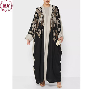 Nouvel arrivage, manches Cape, argent brillant, broderie, col ouvert, Polyester léger, couleur contrastante, <span class=keywords><strong>Kimono</strong></span>, Abaya - Product Image 3