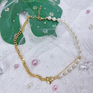 <span class=keywords><strong>Queenie</strong></span> Jewelry-collar con colgante de corazón y cadena chapada en oro de 18k, Perla de agua dulce - Product Image 3