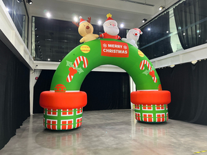 Porte d'entrée gonflable imperméable avec décorations Père Noël, bonhomme de neige et rennes, pour décoration de Noël en extérieur - Product Image 2