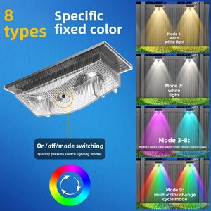 Lámpara Solar de Pared IP65 Impermeable RGB + 3000K 4000K 6000K |   Luz Ambiental para Jardín, Valla, Escaleras y Caminos, Duración de 10 a 12 Horas - Product Image 3