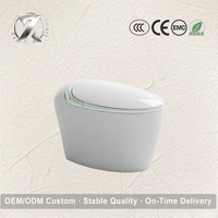 Toilette intelligente ronde avec télécommande, évacuation en S, siège chauffant, design à poser au sol