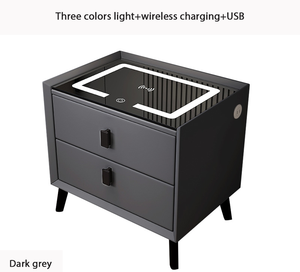 Hanyee Modern Smart Simple Multifunctional Bedside Table With <b>Wireless</b> Charging Colored <b>Lamp</b> Fingerprint Lock Sound Smart Bedsid - Product Image 3