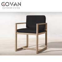 Fauteuil en bois de teck de style nordique moderne avec accoudoirs en corde, pour extérieur, jardin, patio, hôtel, salle à manger, confortable et durable