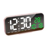 Horloge murale à miroir LED moderne créative multifonctionnelle Réveil électronique pour les étudiants pour le bureau et la coiffeuse