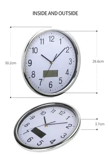 Clock Quartz Wall Clock With Calendars And Temperature