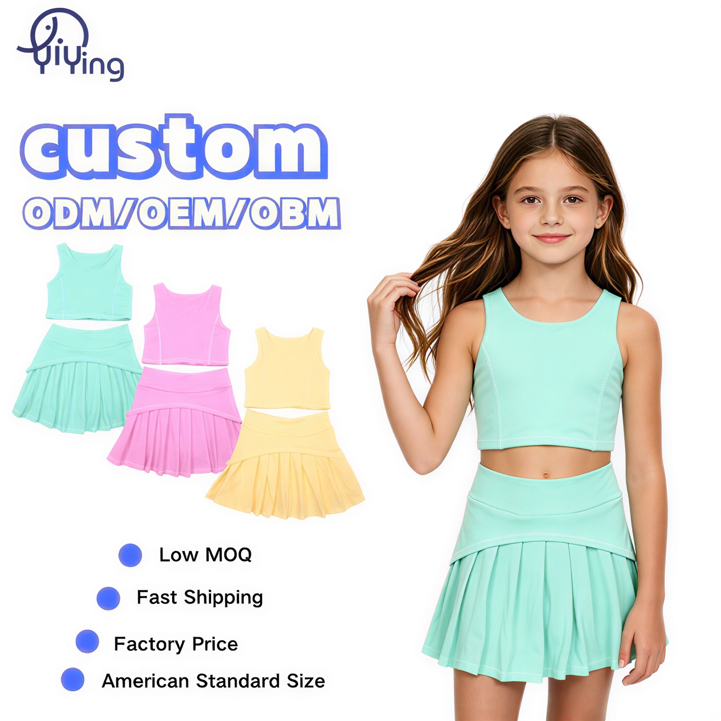 Toddler Girl's Yoga Set 2 PC Set Breathable Comfortable Yoga Dress Workout Outfits Lightweight Crop Tank Tops Skort Athletic Set