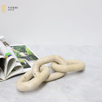 YUSHI Ornement de chaîne à trois anneaux en pierre de travertin beige pour la décoration intérieure