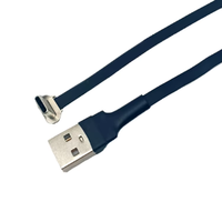 Câble de charge USB 2.0 Type-C plat, fin et flexible, sur mesure, OEM, à angle droit, pour téléphone portable et batterie externe