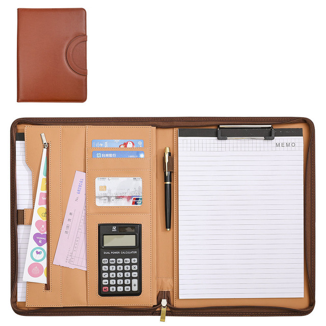 Custom Journal Notebook and Pen Gift Stationery Set Smart Notebook Zipper Cash Wallet A4 Budget Binder with Calculator