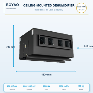 เครื่องลดความชื้นแบบติดเพดานสำหรับอุตสาหกรรม รุ่นใหม่ 480 ลิตร/วัน แบบแขวน พร้อมคอมเพรสเซอร์ประสิทธิภาพสูง และหน้าจอดิจิตอล สำหรับใช้ในคลังสินค้า - Product Image 2