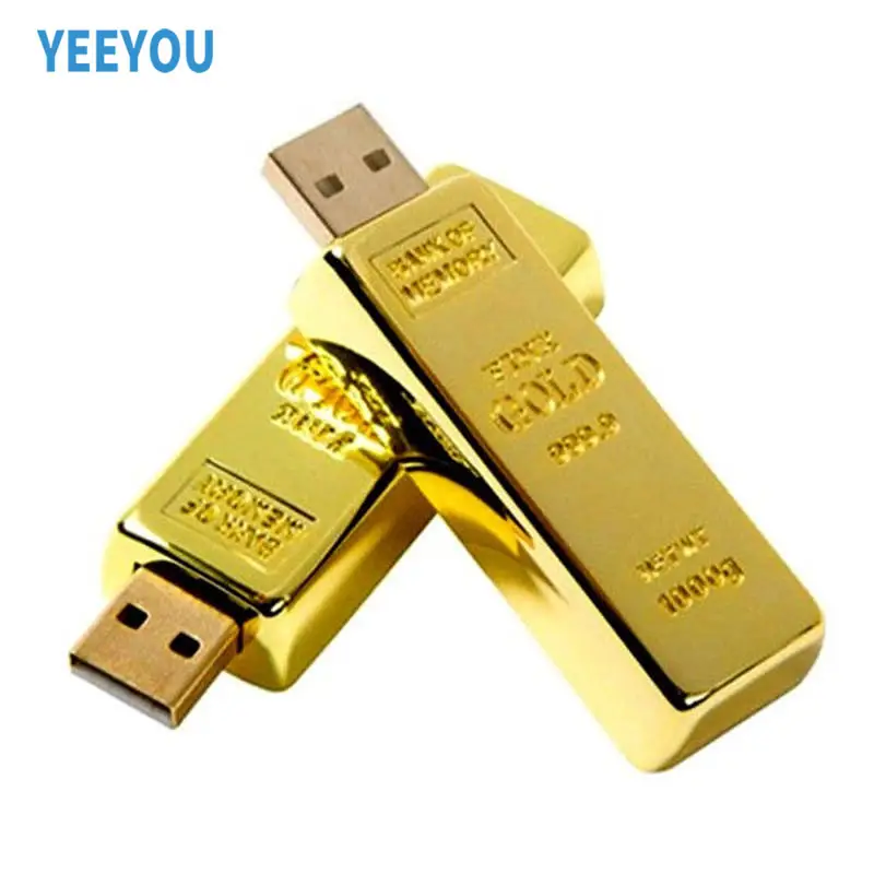 Heiß verkaufter Hochgeschwindigkeits-Luxus-Goldbarren-USB-Stick Kostenlose Probe Benutzer definiertes Logo Flash-Laufwerk Speicher U Disk 2.0/3.0 16GB 32GB 64GB