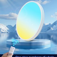 Plafonnier LED de haute qualité 85-265V 37cm, plafonnier à thème paysage céleste, dynamique et coloré 48W avec télécommande