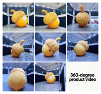 Décoration publicitaire gonflable géante personnalisée en forme de noix de dessin animé et de pomme de pin en tissu Oxford