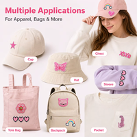 Prêt à expédier : Patchs Y2K, Badges brodés esthétique rose, Appliques thermocollantes motif Papillon Amour pour chapeaux. Vente en gros, en stock.