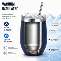 Mug à café isotherme en acier inoxydable à double paroi de 12 oz, forme d'œuf, gobelet à vin, tasse de voyage avec couvercle pour le camping