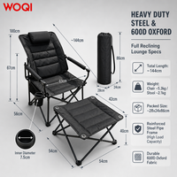 Chaise de camping inclinable 2 en 1 WOQI avec repose-pieds, chaise longue pliante en acier robuste 600D Oxford pour patio, plage, OEM