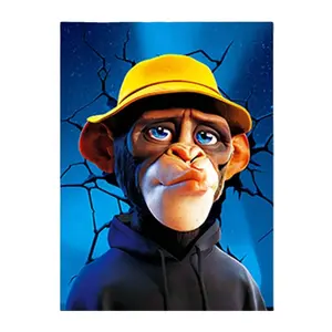 2024 새로운 트렌드 3D 애니메이션 만화 렌즈 플립 포스터 펑키 원숭이 그림 캐릭터 어린이 선물 플라스틱 공예 PET 가정 장식