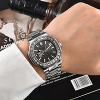 Montre pour homme tendance, montre automatique mécanique carrée, étanche, calendrier, montre-bracelet sertie de diamants