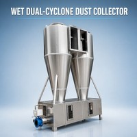 Séparateur cyclonique double en acier inoxydable avec bac de collecte – Équipement de dépoussiérage haute efficacité – Collecteur de poussière cyclonique humide