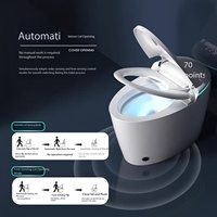 Toilette intelligente en céramique, à poser au sol, entièrement intégrée, avec siège chauffant électrique automatique, double chasse sans pression d'eau