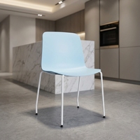 Chaises de bureau et de salle à manger modernes européennes en gros, blanches/grises, sans accoudoirs, empilables, avec cadre en PP et coussin rafraîchissant