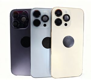 Livraison gratuite Noir pour coque arrière de téléphone portable Cadre en verre Assemblage de remplacement avec design de barre Modèle 14pro - Product Image 2