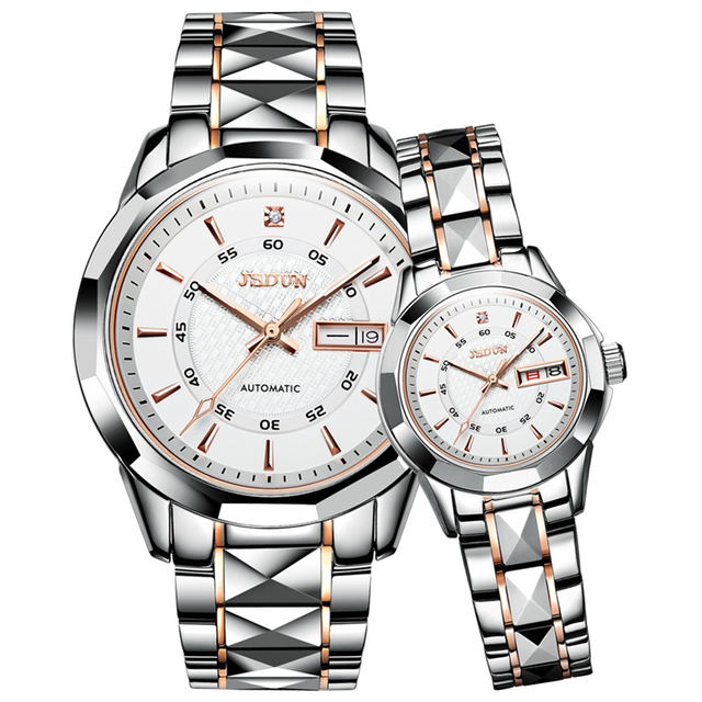 JSDUN8014 Factory Cheap Wholesale Japanese Movement Stainless Steel Couple Waterproof SAPPHIRE CRYSTA Automatic Mechanical Watch