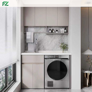 Mueble de Baño Moderno de Aleación de Aluminio Ecológico con Gran Capacidad de Almacenamiento, Lavadora Integrada y Lavabo Doble - Product Image 1