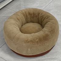 Lit pour animaux de compagnie ETRIP PET, luxueux, doux, moelleux, chaud, en peluche kaki, nid pour chien, lit rond en forme de beignet pour chat et chien, hiver