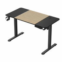 Bureau électrique AOR à hauteur réglable, structure métallique extensible, plateau en bois couleur bois, bureau/ordinateur avec cloison centrale, vente en gros usine