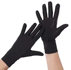 Schlussverkauf Herren und Damen Vollfinger rutschfest Kupfer durchsetzt Kompression Arthritis-Handschuhe