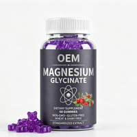 Gummies de glycinate de magnésium en gros pour OEM, 60 unités, complément alimentaire, marque privée, fournisseur, distributeur, marque personnalisée