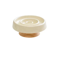 Gamelle surélevée de luxe en céramique pour chat et chien, avec base en bois massif, pour une alimentation lente