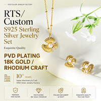 Ensemble de bijoux tendance pour femme en argent 925 plaqué rhodium, anti-ternissement, haute qualité, avec zircon cubique et perle, idéal pour les fêtes et les fiançailles (ODM/OEM)