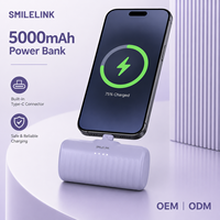 Batterie externe mini de 5000 mAh avec prise Type-C intégrée, charge rapide 20W, affichage LED, Power Bank