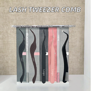 Pinzas para Pestañas de Acero Inoxidable Duraderas de Marca Privada, con Punta Curva y Suave, con Peine - Product Image 2