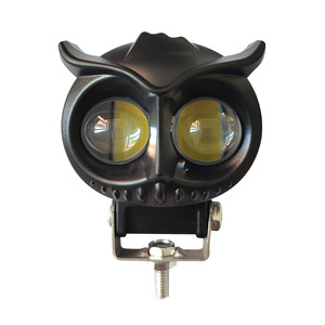 Phare antibrouillard avant de moto en plastique jaune 12V, étanche IP67, double couleur, design hibou, avec système d'éclairage mini à 2 lentilles - Product Image 4